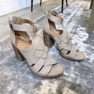 Elegant Beige Women's Heeled Sandals